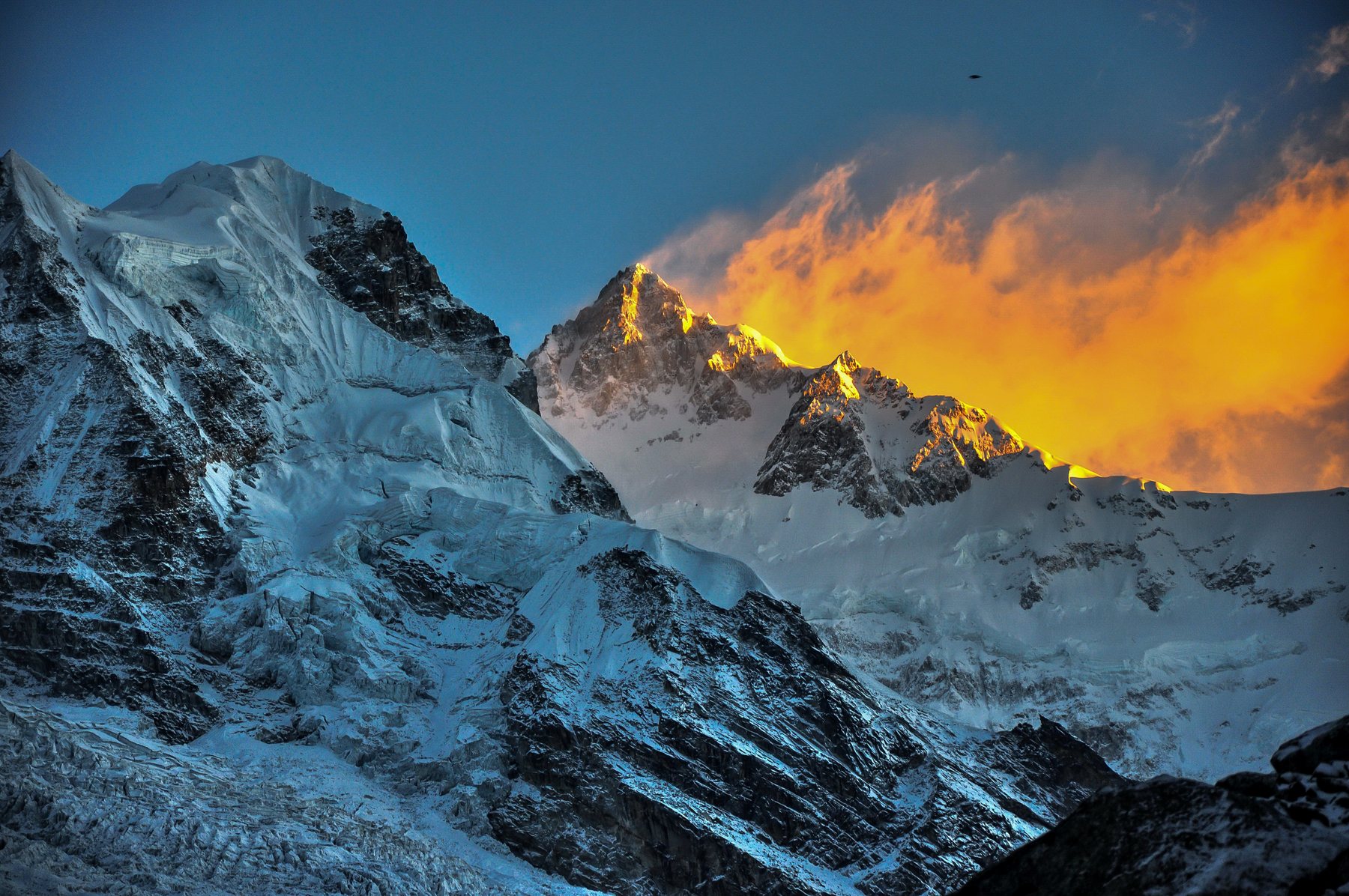 Goechala mountain sunrise